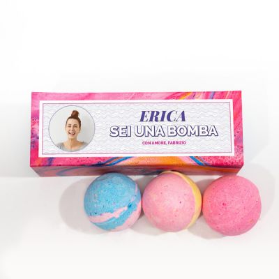 Scatola di Bombe da Bagno con Foto e Testo Scatola di Bombe da Bagno con Foto e Testo