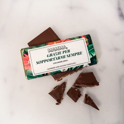 Cioccolata personalizzata con disegno floreale e testo Cioccolata personalizzata con disegno floreale e testo